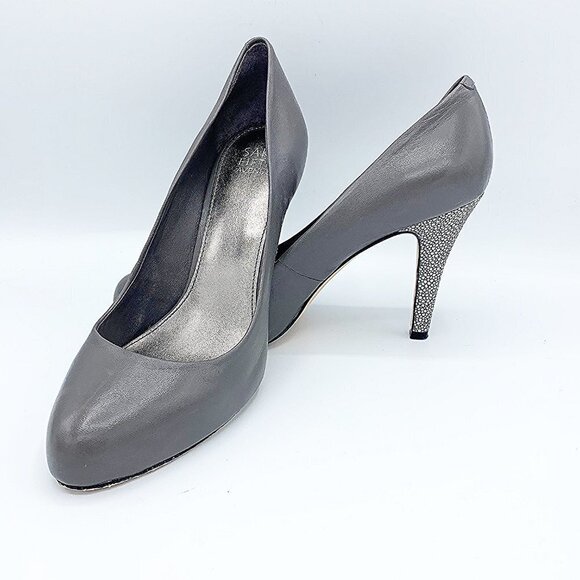 SAKS FIFTH AVE SELENA SMOKE STINGRAY LEATHER HEELS - Picture 4 of 8